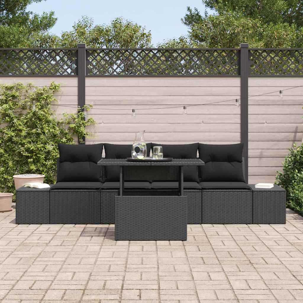 Garden Sofa Set with Cushions and Storage 5 pcs Black
