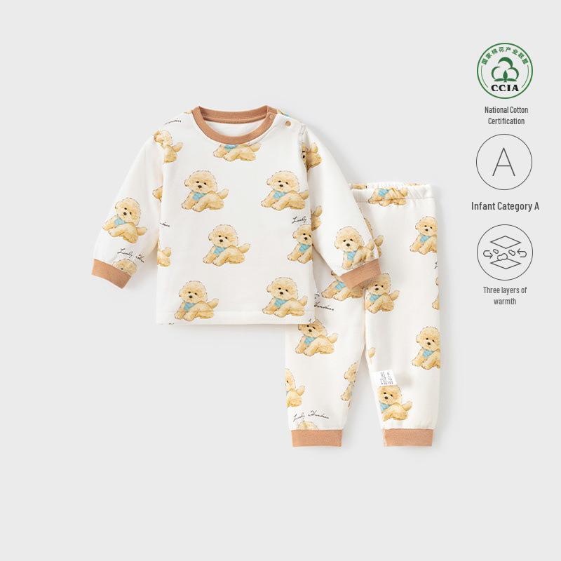 Детский трехслойный плотный стеганый хлопковый комплект пижамы для осени/зимы 73 cm