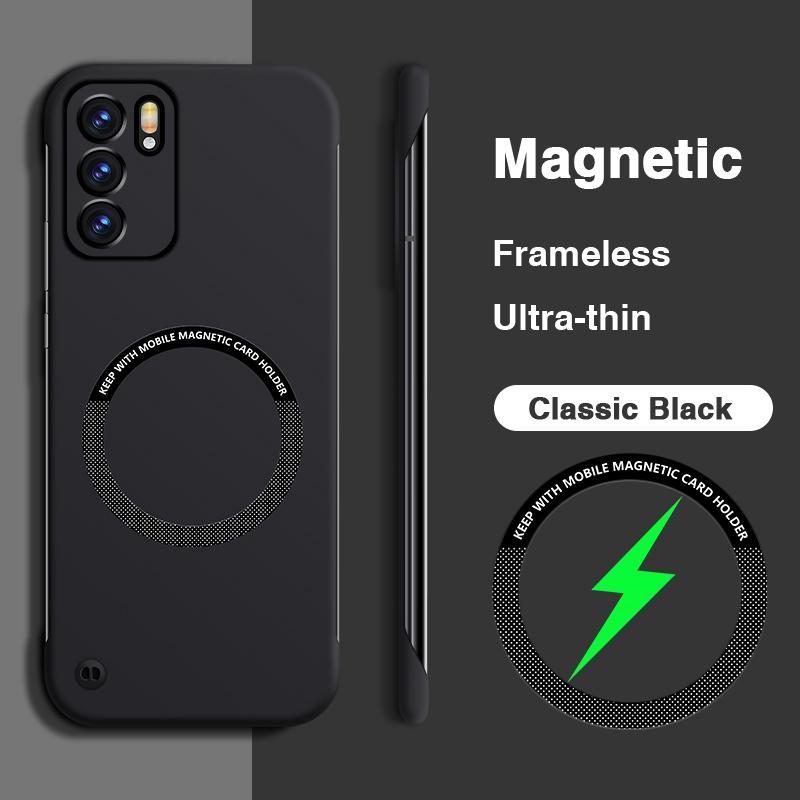 

Hard Phone Case for OPPO Reno6 Pro Plus Pro+ Reno 6 6Pro 5G Magnetic No Border Thin Skin Friendly Back Covers Shockproof Housing OPPO Reno6 Pro+ 5G