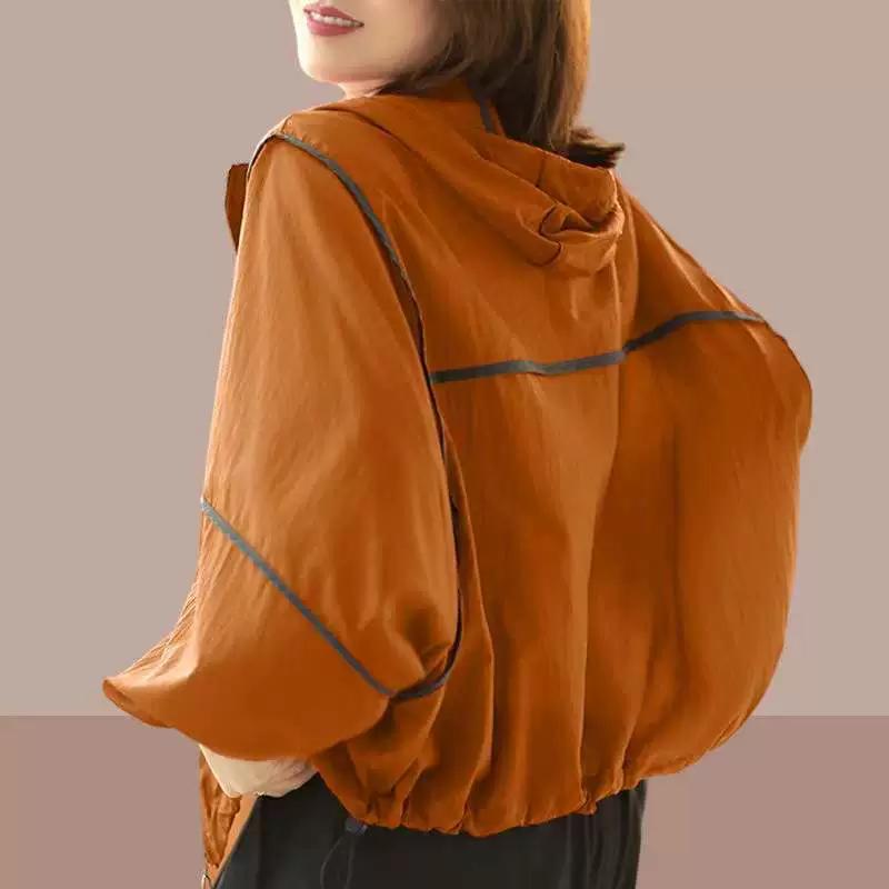 Women's Lace Jacket Lightweight Short Protective Jacket Summer Plus Size Mesh Hooded Jacket