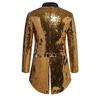 Men's Metallic Shiny Sequins Tuxedo Performance Party,Stage Performance Dress Coat Fashion Long Cardigan Suit Jacket