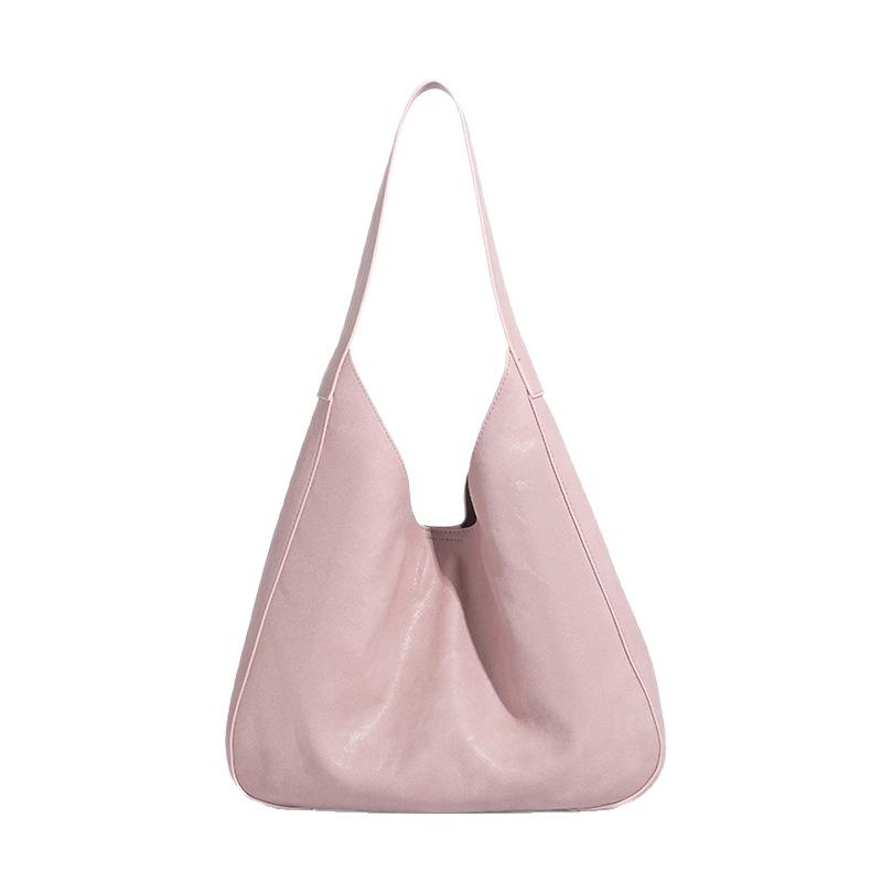 Large Capacity 2025 New Simple Textured Fashion Handbag for Women Solid Color Handheld Underarm Tote Ladies Shoulder Bag