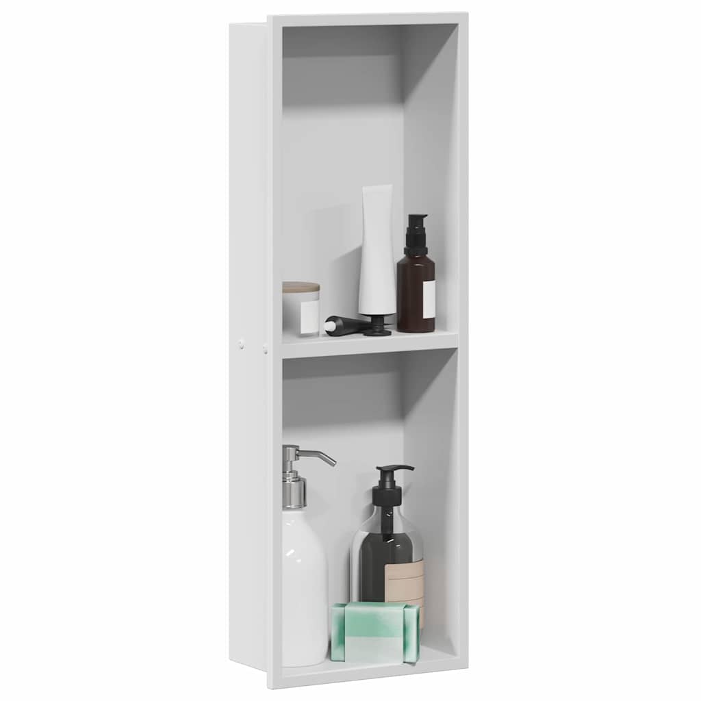 Shower Niche Shelf White 60 x 20 x 9.5 cm Stainless Steel
