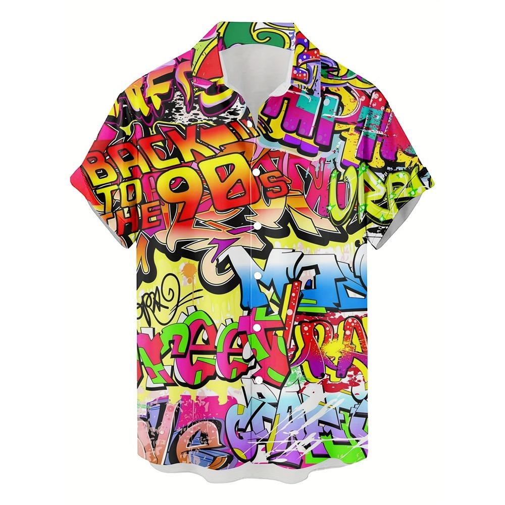 2026 Men's Summer Shirt Lapel Design Swimming Circle Gorilla Pattern Men's Large Size Shirt Fashion Loose Seaside Partywear
