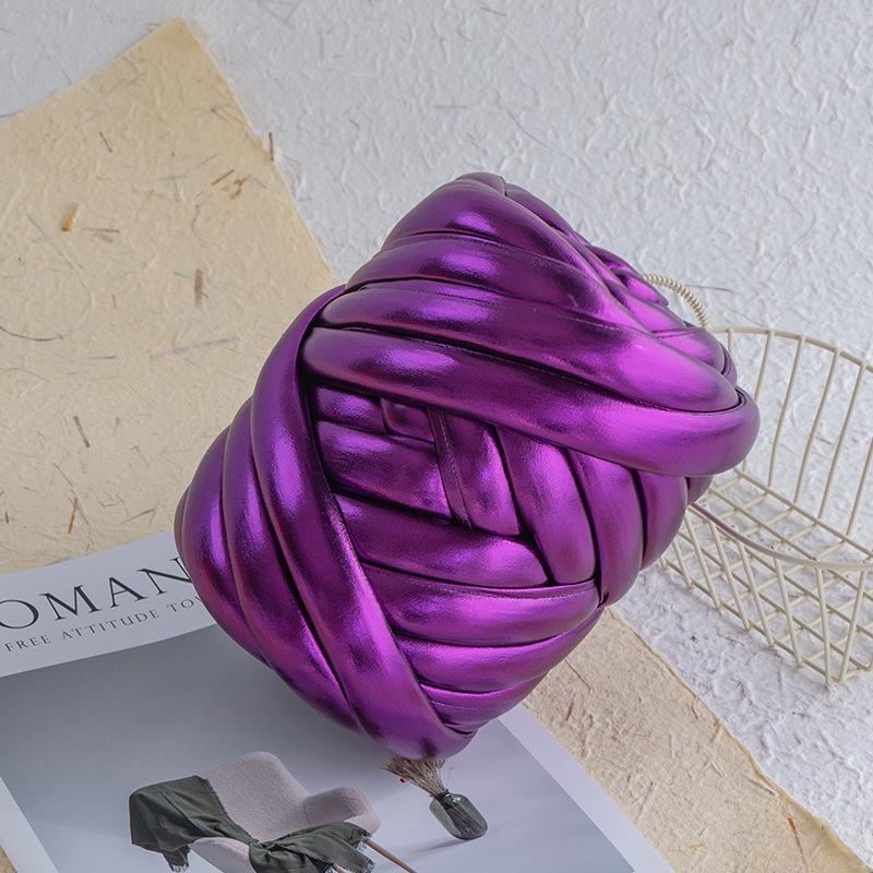 Metallic Textured Super Thick Icelandic Wool Yarn, 2cm Core-Filled Cotton Hand-Knitting Yarn for DIY Bags