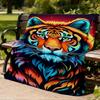 1pc Colorful Tiger Design Throw Blanket Polyester Fiber, Lightweight Flannel, Soft & Warm, All Season Use for Outdoor, Camping Digital Print