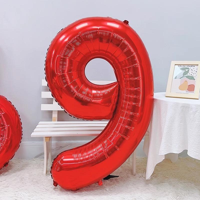 

32-Inch Red Digital Aluminum Film Balloon Baby Birthday Party Decoration Scene Arrangement New Year S Eve Photo Props 32 inch red number 9