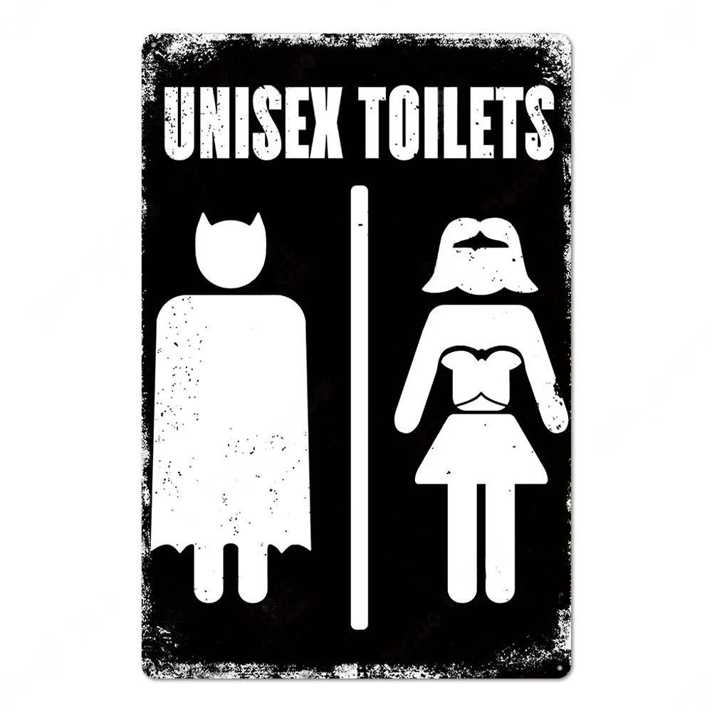 Vintage Toilet Sign Funny Metal Tin Sign Plaque WC Lavatory Toilettes Wall Art Bar Club Bathroom Restroom Toilet Wall Decoration