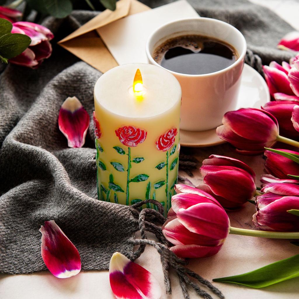 Embossed LED electronic candles, paraffin candles, flickering flames, wedding romantic confession, birthday romantic electronic