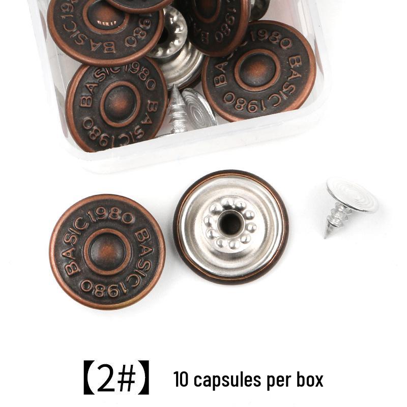 Metal Tack Buttons for Denim Jackets, Overalls, and Clothing - Men's, Women's, and Children's Apparel.