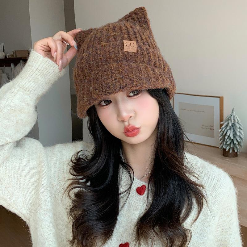 Korean Sweet and Cute Colorful Knitted Baseball Cap Autumn and Winter Fashion Versatile Warm Hat Windproof Ear Protection Head Hat