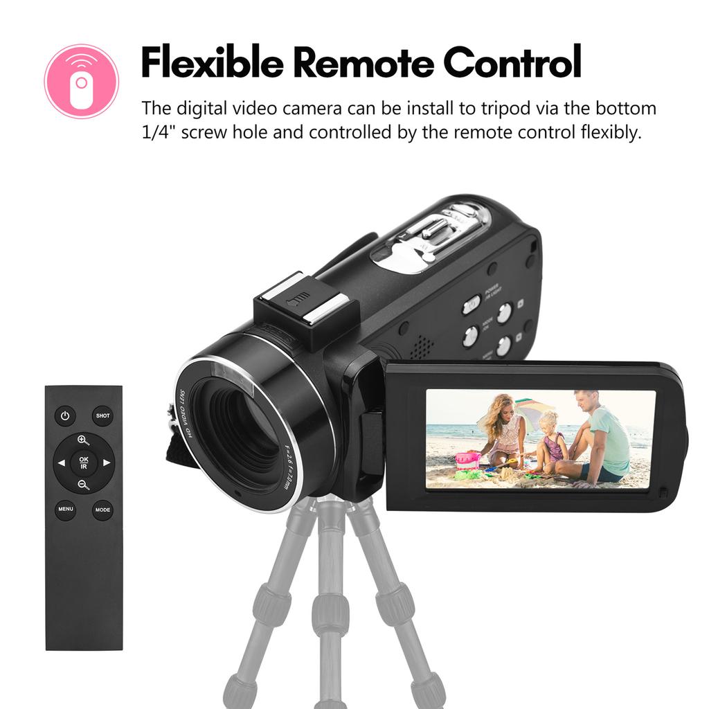 4K Digital Video Camera WiFi Camcorder DV Recorder 56MP 18X Digital Zoom 3.0 Inch IPS Touchscreen Supports Face