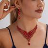 New Accessories: European and American Style Accessories, Fashion Red Rhinestone Set, Necklace, Earrings, Ins Jewelry