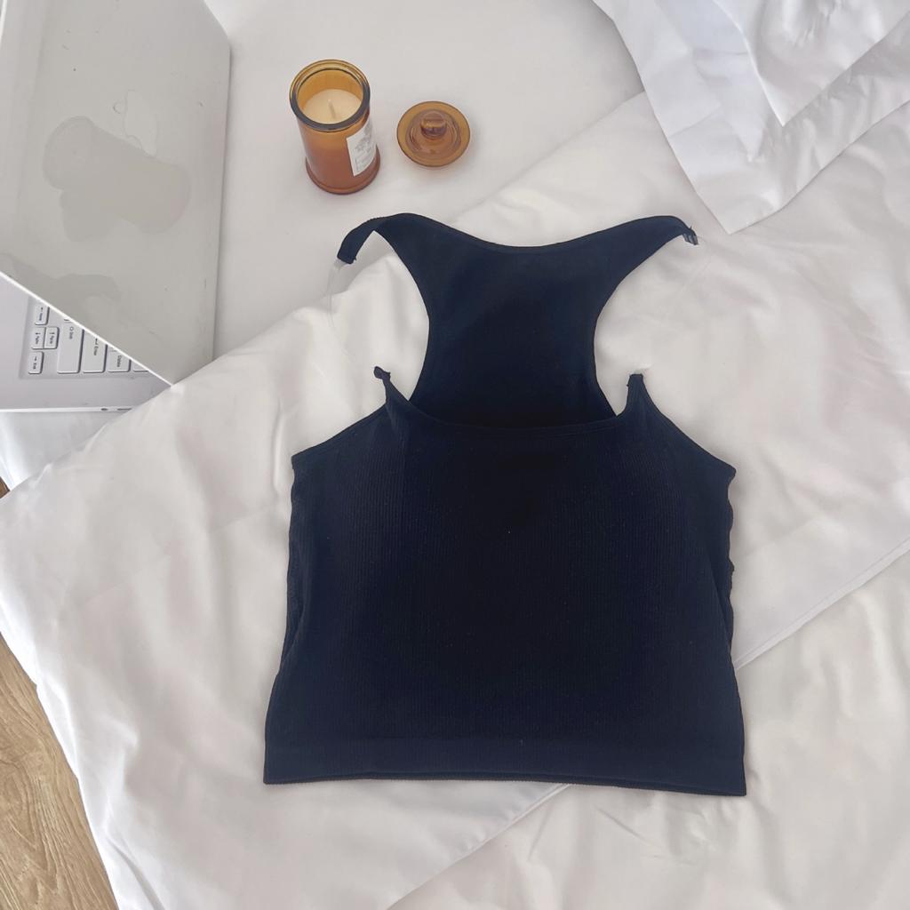 Summer Invisible Halter Square Neck Off-the-shoulder Slim-fit with Chest Pad Short with A Sexy Vest Spice Girl Top with Chest