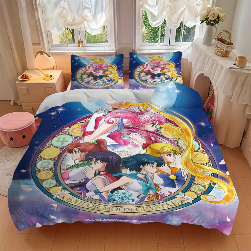 Set Biancheria da Letto Sailor Moon Crystal Copripiumino Regalo per Camera da Letto, Include 1 Copripiumino e 2 Federe, Senza ImbottituraB370