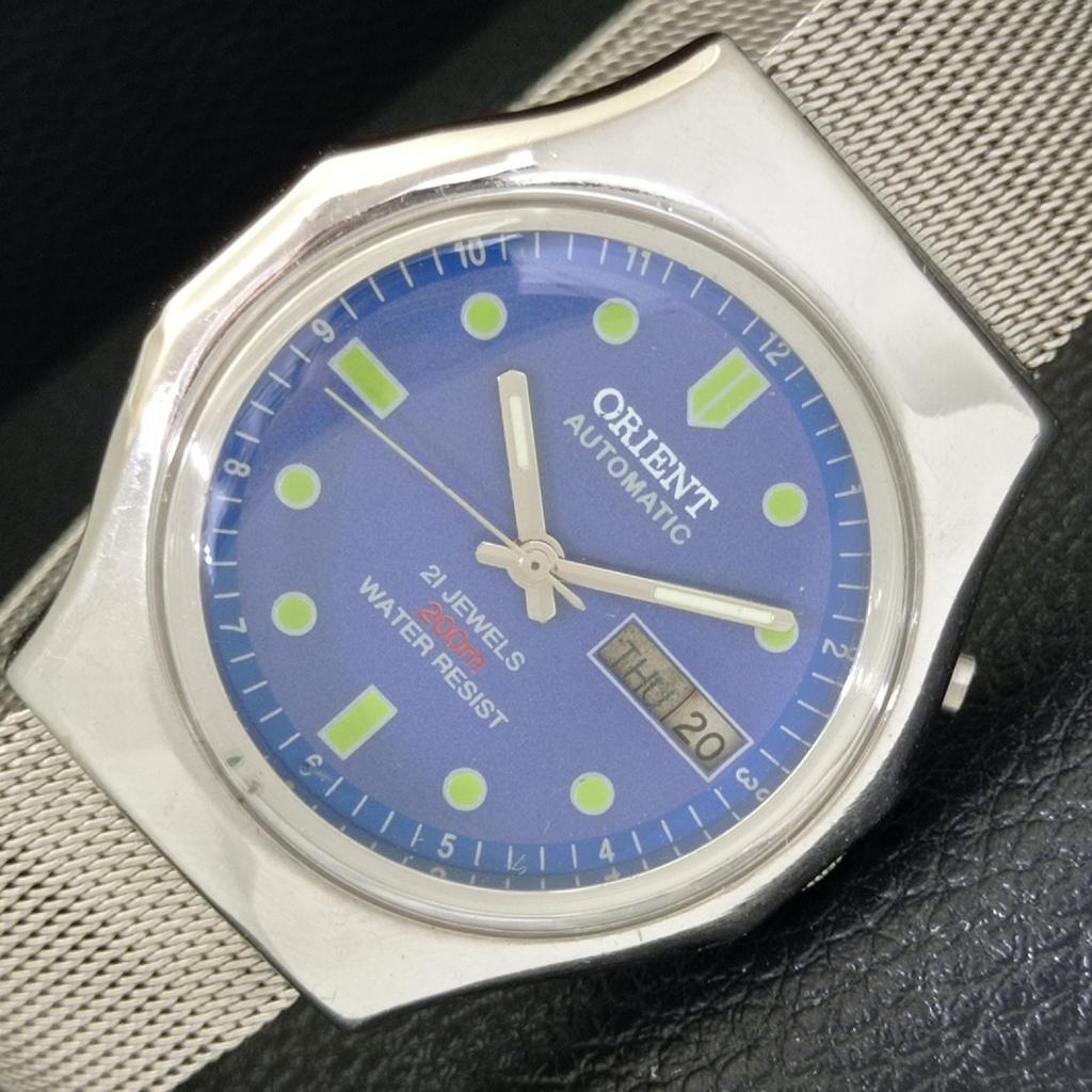 VINTAGE ORIENT AUTOMATIC 46941 JAPAN MENS BLUE COLOR DIAL WATCH A700713-5 R204-a700713