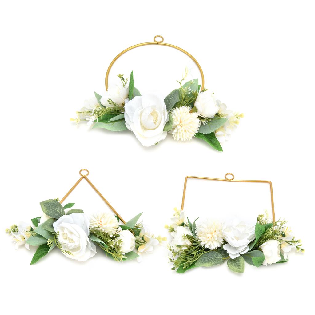 Blumenkranz Metallring Kranz Künstlicher Wandhängekranz für Hochzeit Zuhause Café