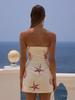 2025 Women's Strapless Waist-Cinching European Resort Dress with Fashion Print