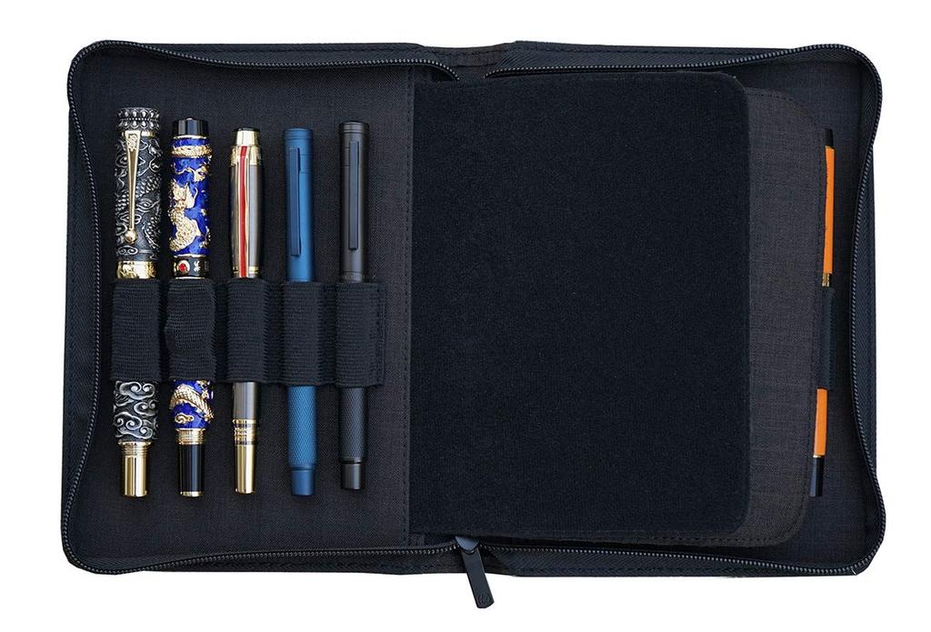 KACO Pen Pen Bag for Fountain Holds 10 Pencils Pen Holder Pouch, Case, Pens/Rollerballs, - Black, Waterproof, Storage,