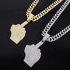 Temu New Finger Shaped Inlaid Diamond Alloy Pendant Necklace Men Punk Rap Hip Hop Cuban Chain Street Fashion Accessories