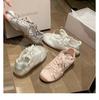 Sheepskin version~ Grape mother has the same ballet style, sweet girl, round head satin sports board shoes, bow, casual moral training