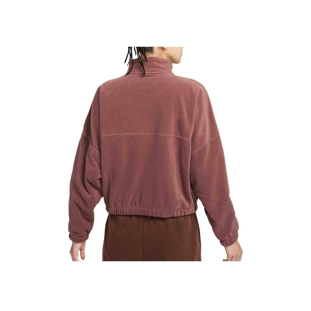 Nike Bluza damska Therma-Fit Oversized Jednolity kolor Stójka Wygodna Modna Długi rękaw Czerwono-brązowa FV7956218