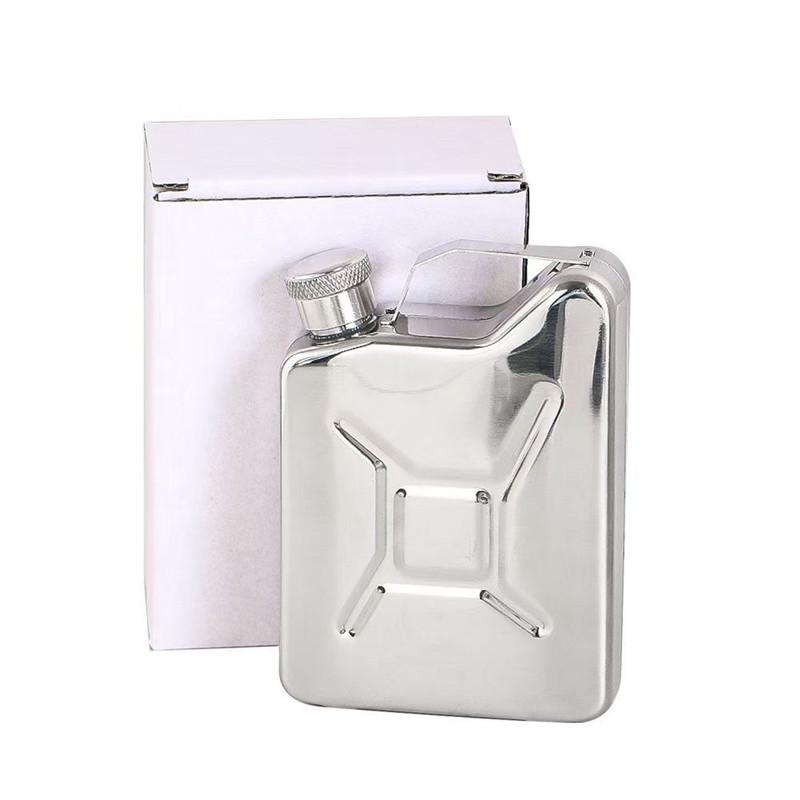Cross-Border Stainless Steel Portable Camping Oil Drum-Shaped Flask