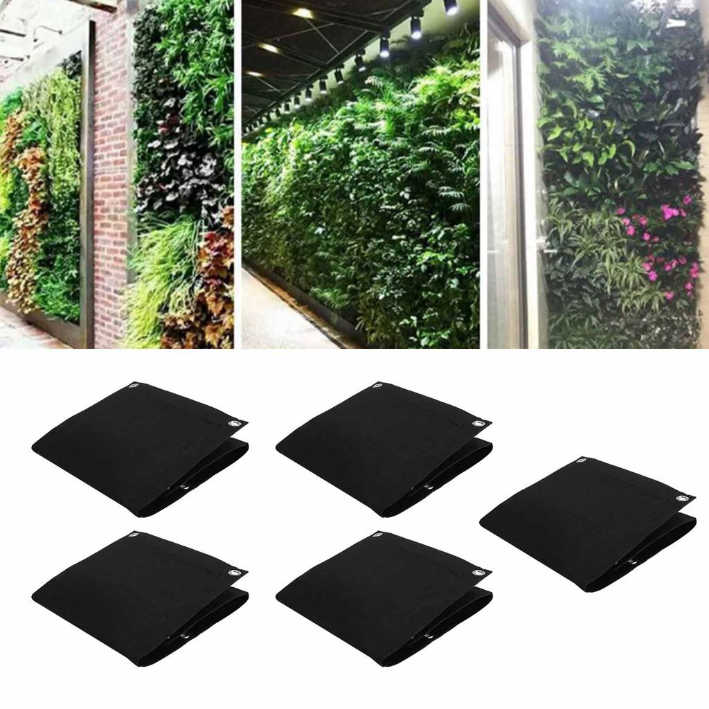 5Pcs Plant Growing Bags Wall Mounted Degradable 3‑Pockets Planter Garden Accessory
