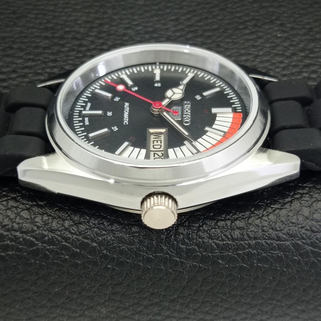 REFURBISHED VINTAGE SEIKO 5 AUTOMATIC 6309A JAPAN MENS BLACK WATCH a440856-4 Sk-a440856