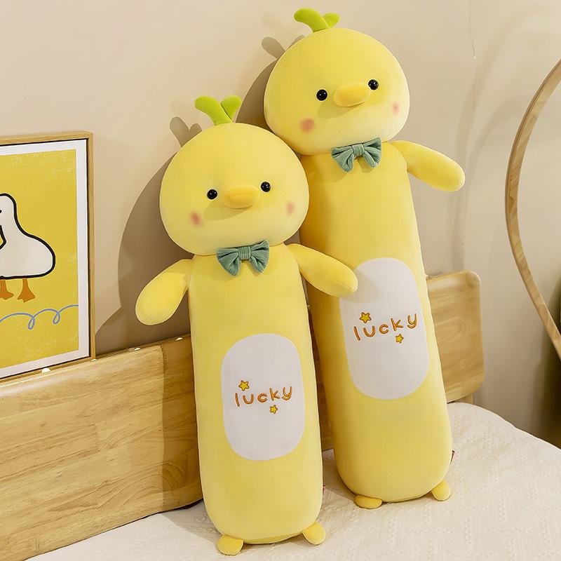 Cute Lucky Cute Chicken Throw Pillow Plush Toy Girl Bed Sleeping with Pinch Legs Long Pillow Chick Doll