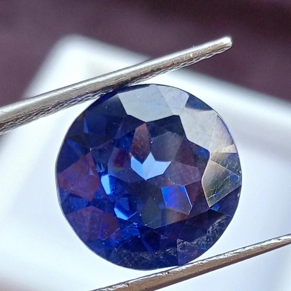 Natural Blue Sapphire Round Ceylon 10-11 Ct Certified Fabulous Loose Gemstone