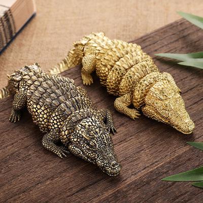 Articulated Crocodile Figurine Multi-jointed Movable Alloy Animal Figure Model Statue Sculpture Desktop Bookshelf Decoration Ornament Festival Gift