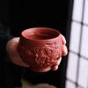 10pcs/set High End Retro Relief Purple Clay Kung Fu Tea Set, Home Living Room, Original Mineral Red Clay Tea Cup, Tea Pot