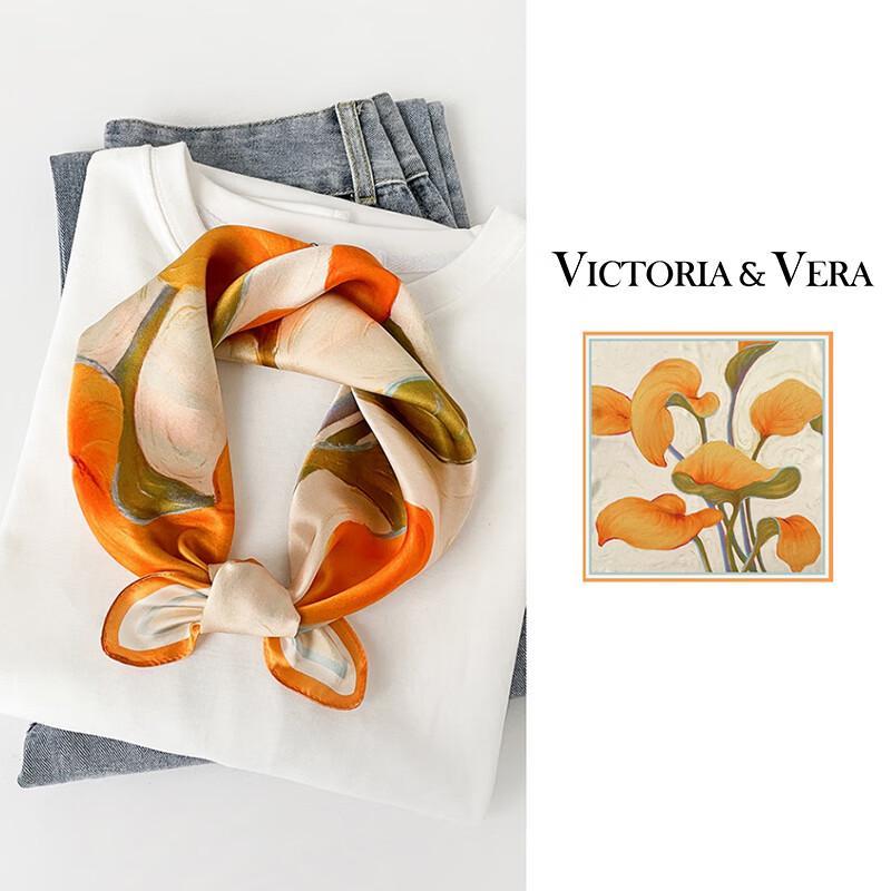 VICTORIA&VERA Floral Print Mulberry Silk Scarf
