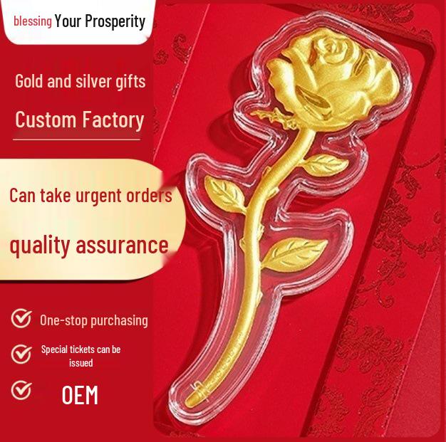 

Golden Rose 999 Fine Gold Ornament - Qixi Valentine s Day Gift for Girlfriend Non-Gold Rose