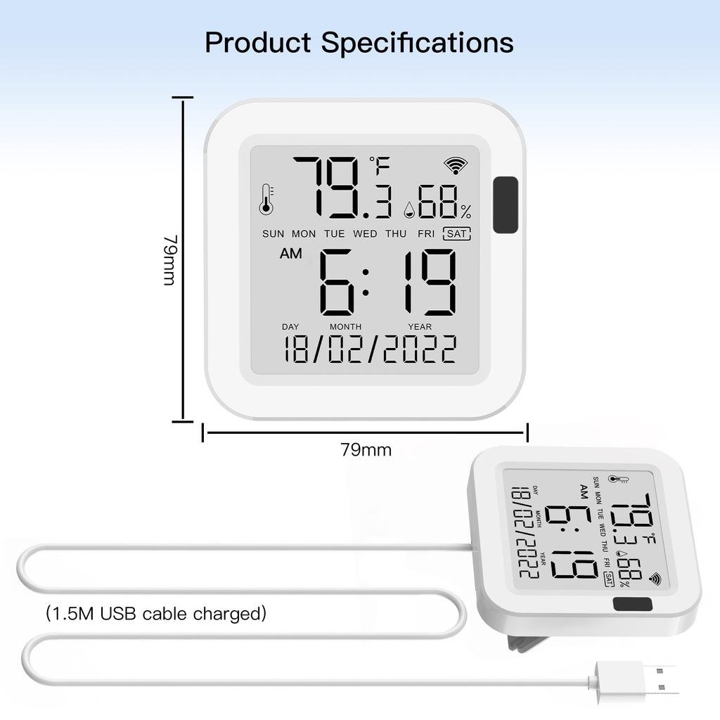 MOES WiFi Temperature & Humidity Sensor LCD Screen Infrared Sensing Backlight Smart Tuya APP Remote Control Alexa Google Voice