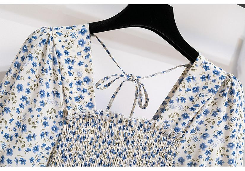 French Design Floral Short-Sleeved Summer Dress for Women