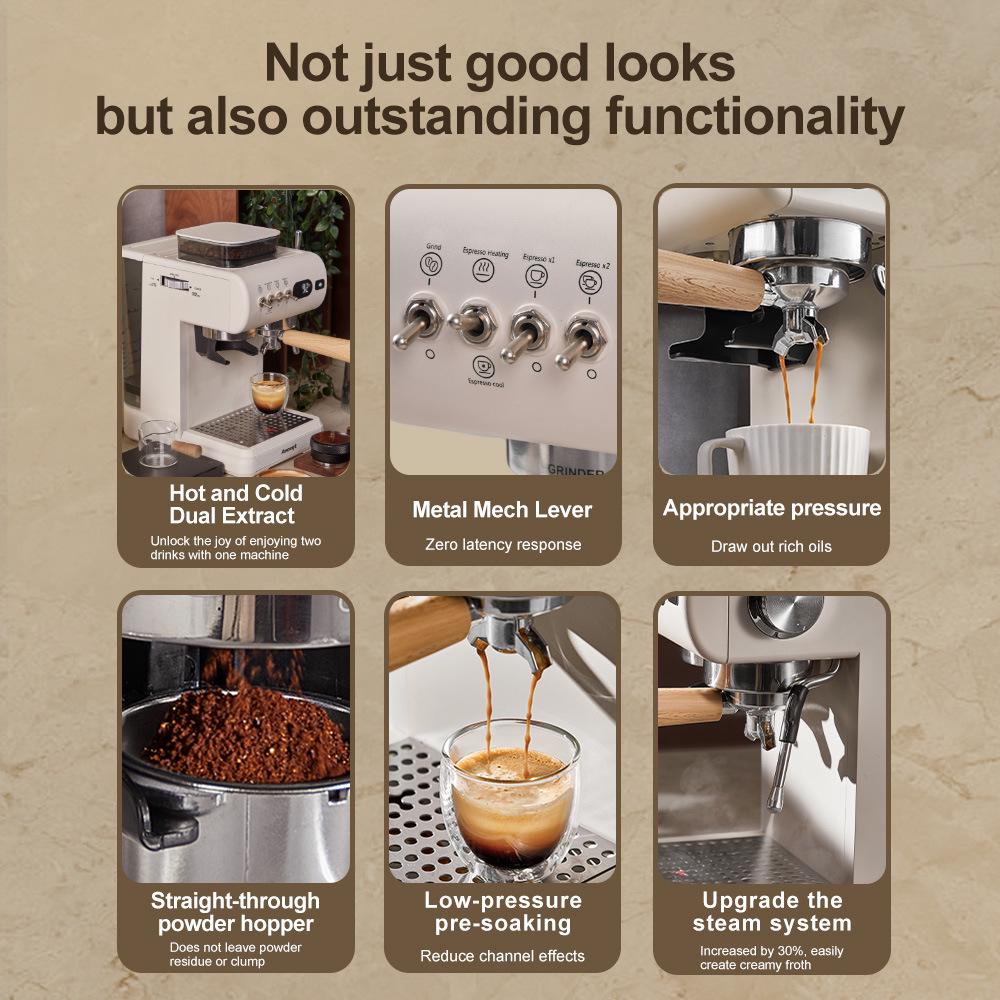 Aeomjk Aimo Ke EU Standard Italian Semi-Automatic Coffee Machine with Integrated Cold Brew and Milk Frother