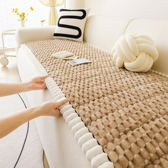 Cross-border Plush Reclining Chair Cushion: Thickened, Velvet-Striped, Quilted, Cotton-Filled, Foldable, Lazy Sofa Rocking Chair Cushion.