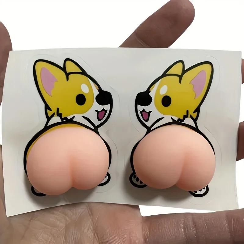 

3D ПВХ наклейки на автомобиль, набор из 2 штук, мультяшные наклейки на бампер, защита зеркала заднего вида, наклейки для мобильного телефона, домашний декор