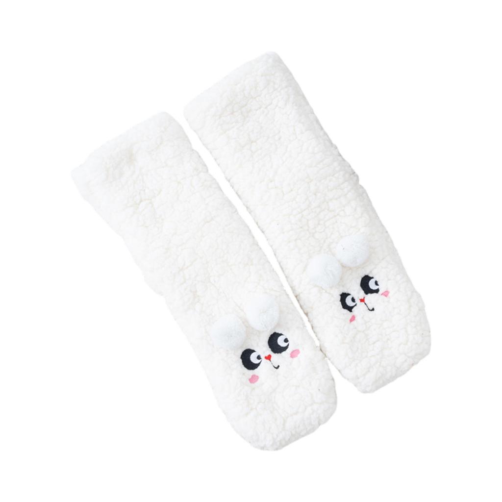 Damen Winter Socken Lustige Verdickte Warme Mittelrohrsocke Warm Kawaii Cartoon Hausboden Korallenvlies Mädchen Flauschige Strümpfe