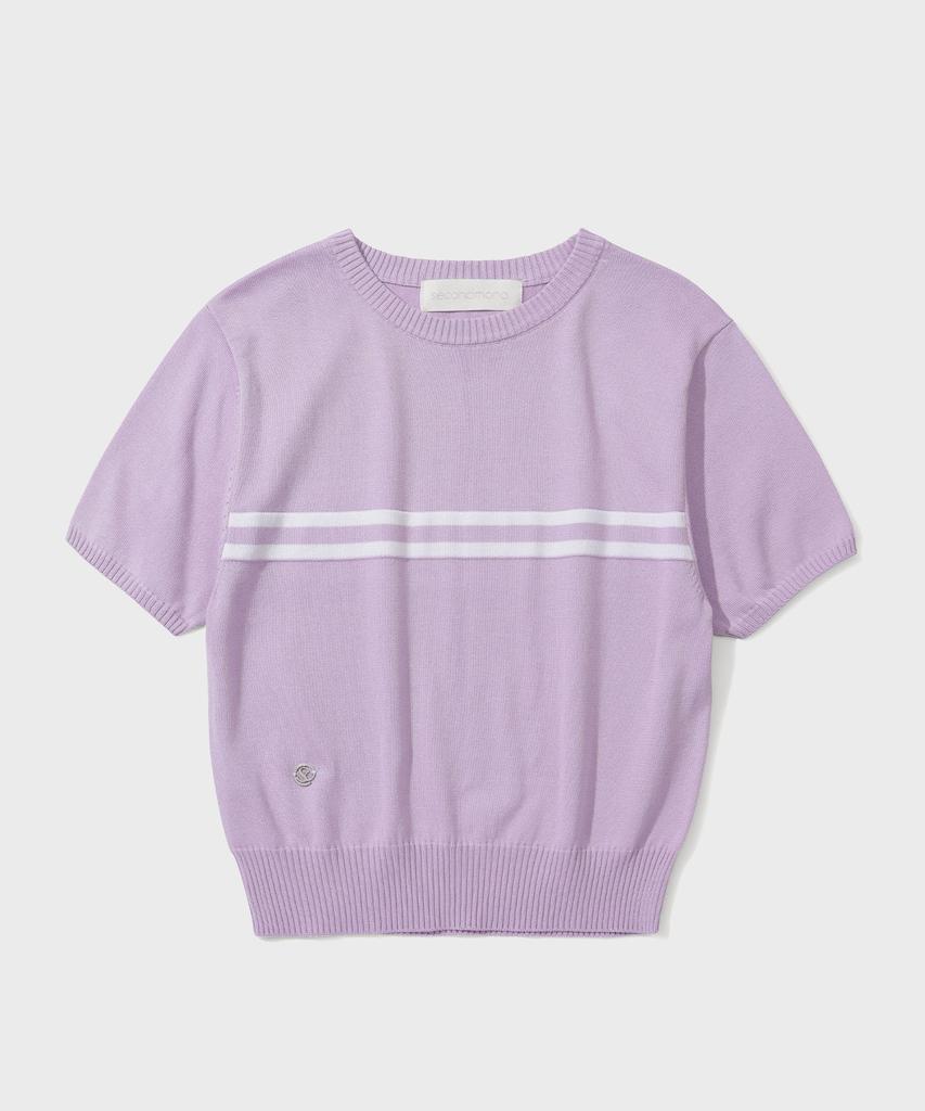 Sekeonmonollogeu W. Relaxed Fit Lettering Jacquard Round Half Knit [Lavender]_Sewkt004Lavender