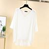 Women Casual Comfortable Summer Loose Fit Large Size Modal V Neck T Shirt Half Sleeve High Low Hem Top