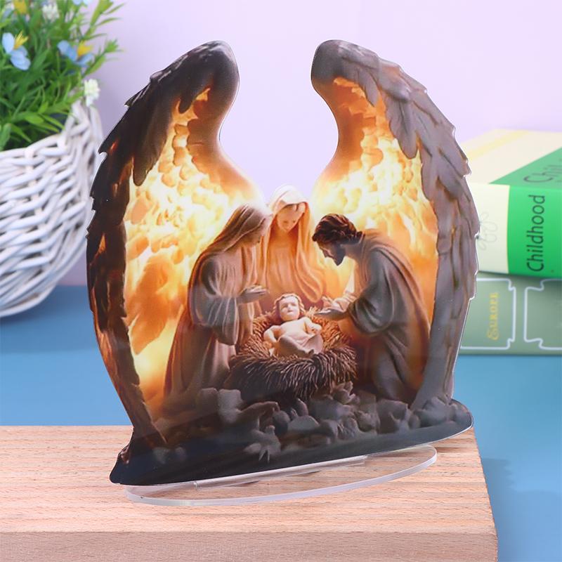 1Pcs Christmas Nativity Scene Figurine Figure Collectible Decorative Statue Centerpiece Holy Family Acrylic Sign Outdoor Gadgets