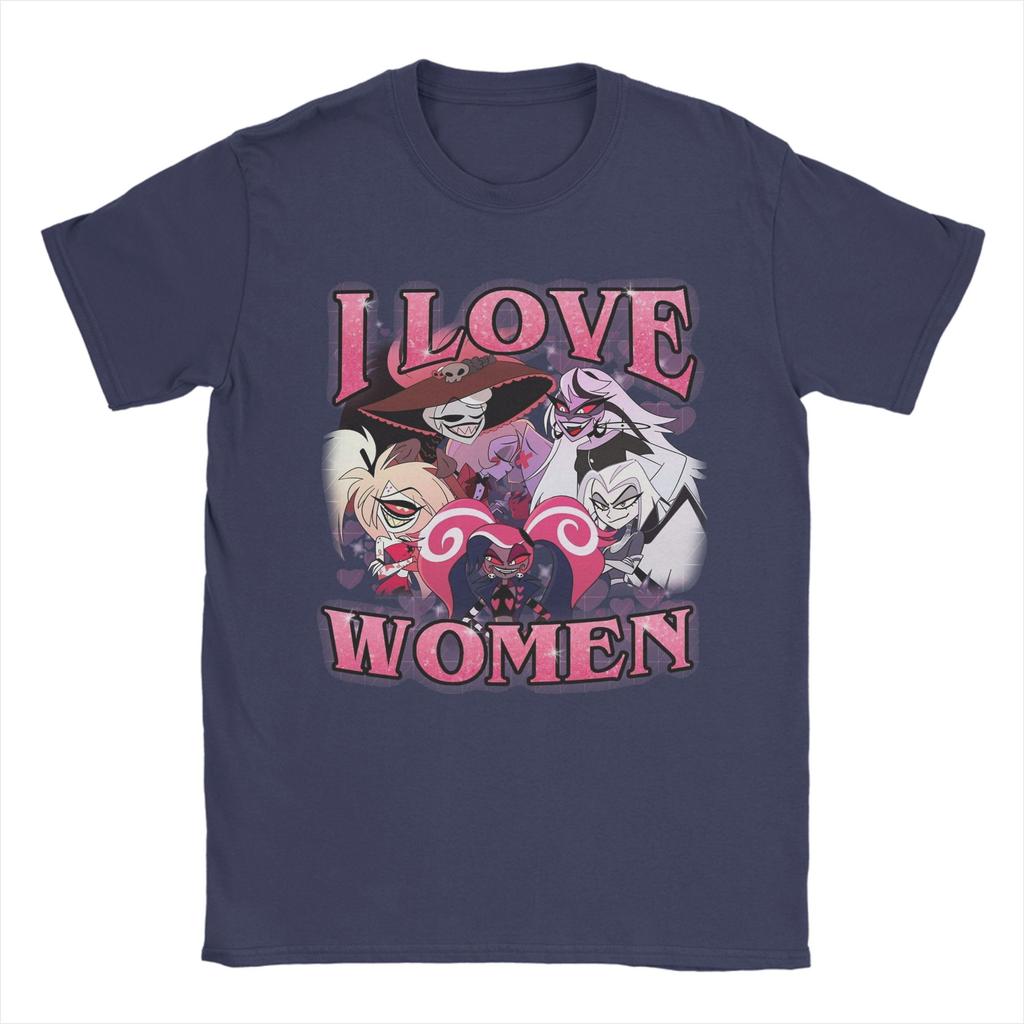 Hazbined Hoteled I love women T Shirt for Men 100% Cotton for Male T-Shirts Round Collar Tees Short Sleeve Tops Plus Size