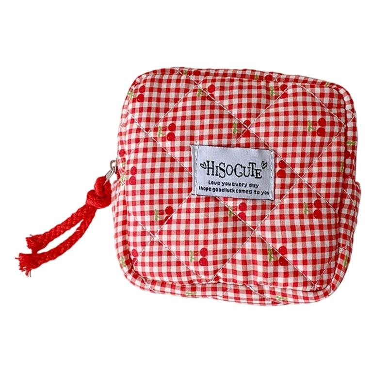 

Multifunctional Polyester Sanitary Napkin Storage Bag With Cherries Designs Portable Cosmetic Case For Women красный
