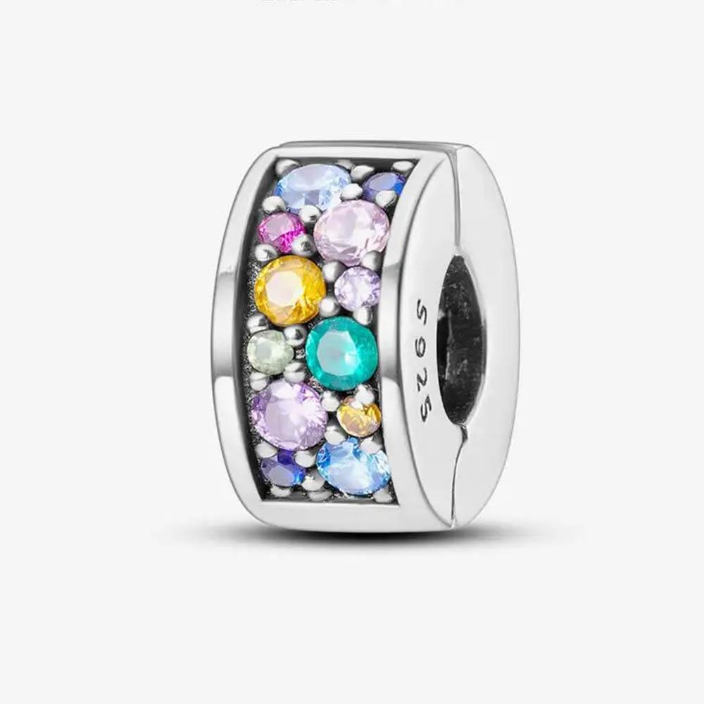 New In Color Zircon Angle Round Clip Bead Fit Pan Original Bracelet Women Copper Safety Chain Jewelry Gift