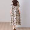 Elegant Women's Summer Dress Plus Size Casual Short Sleeve Vintage Loose Long Dress Summer Clothes