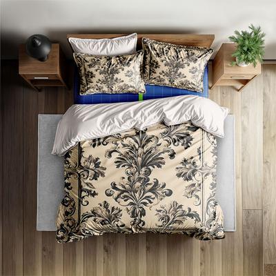 Set Copripiumino Damascato Beige Vittoriano King Queen Matrimoniale Completo Singolo Set Biancheria da Letto