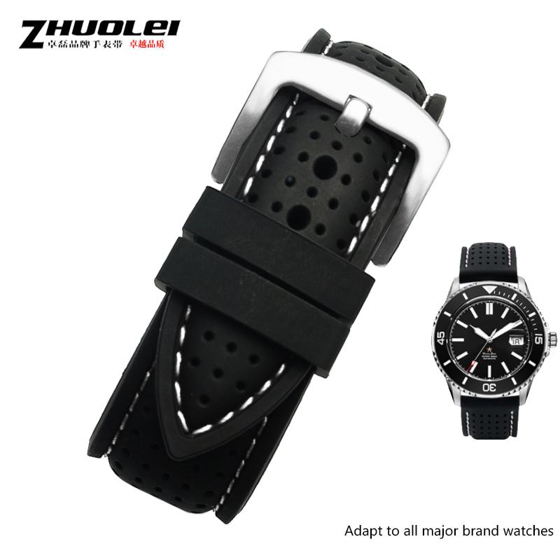 Neues atmungsaktives Silikon-Sportarmband für hua-wei Sam-sung Armband 20mm 22mm Gummiband für Mido- T-issot O-mega Zubehör